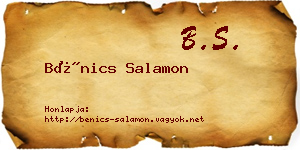 Bénics Salamon névjegykártya